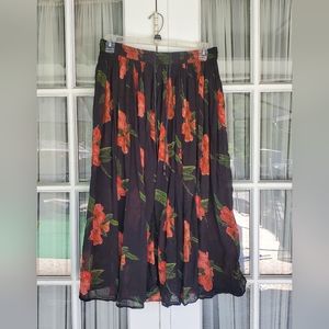 Point Floral Print Maxi Skirt, Plus Size, One Size Fits Most, Pre-Owned